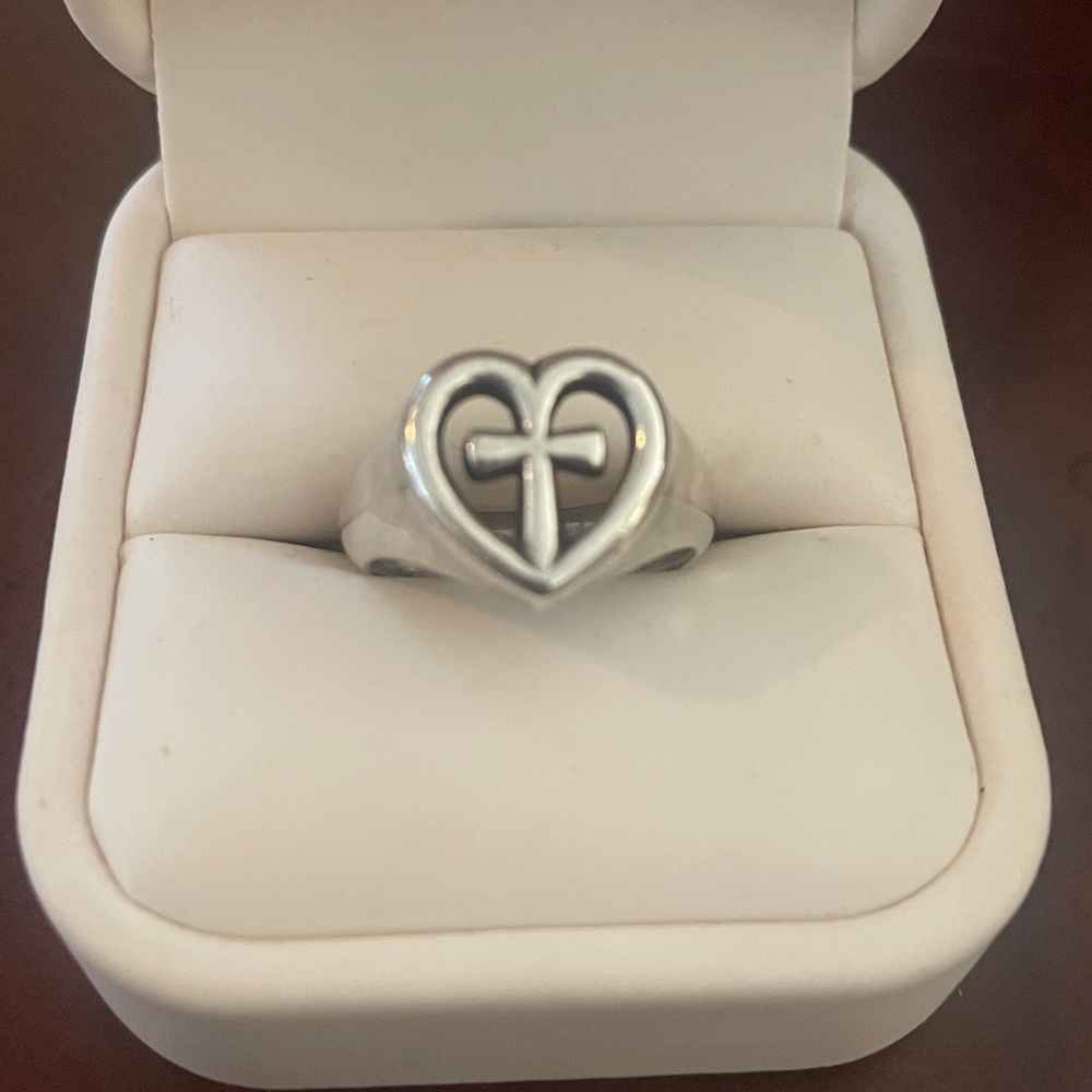 James Avery Sterling Silver Eternal Love Ring Cross in Heart